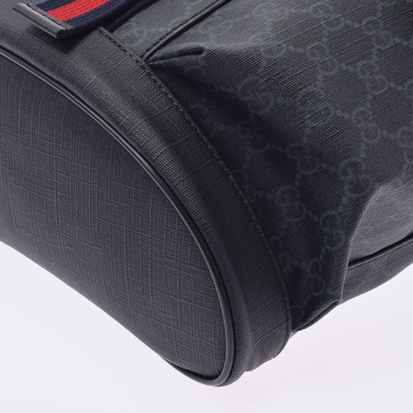 Gucci GG Supreme Canvas Backpack Black Leather Daypack - Picture 7 of 9